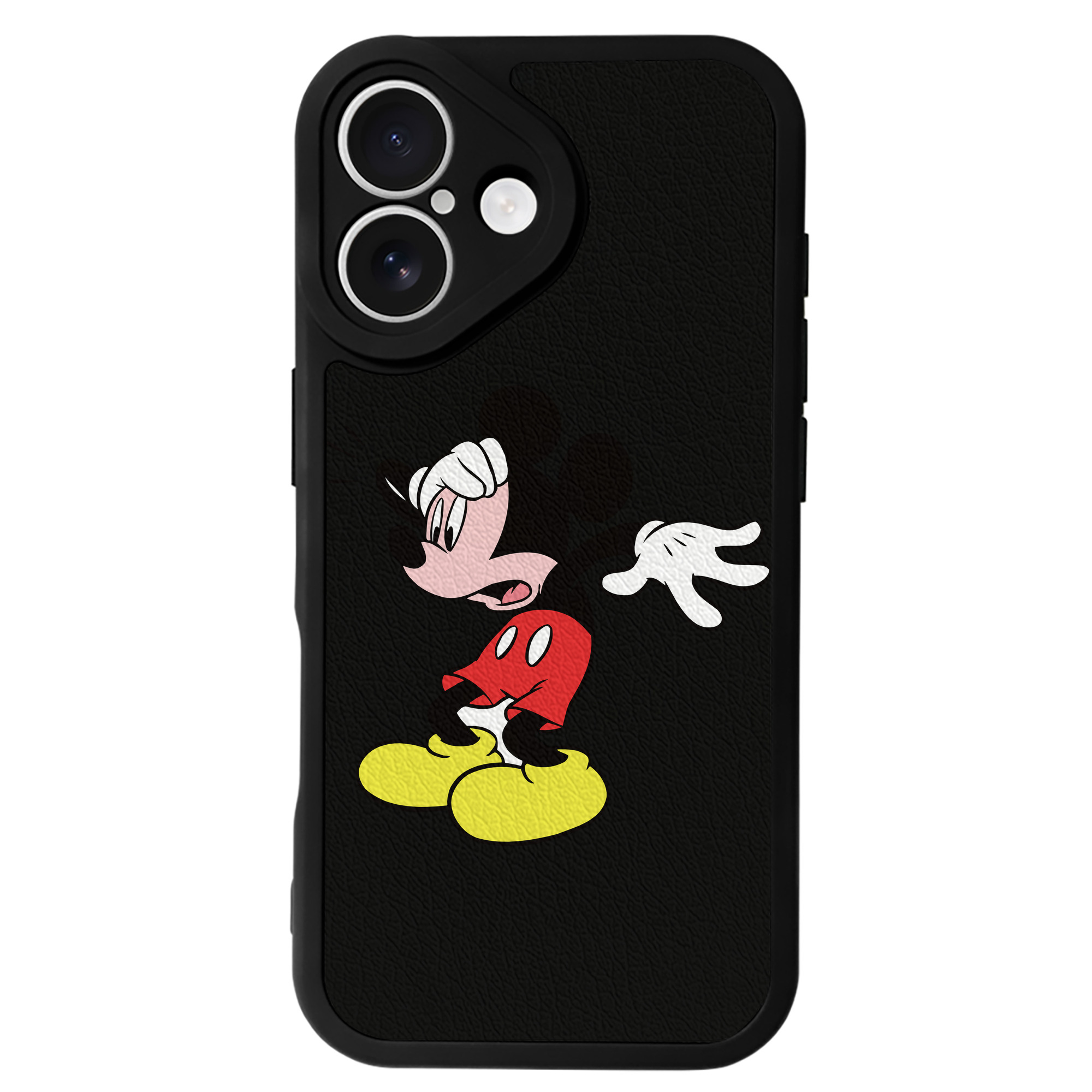 （画像用） ミッキーマウス Mickey Mouse 【iPhone 16シリーズ対応】シリコンスマホケース（レザー調） 材質：シリコン
